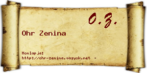 Ohr Zenina névjegykártya
